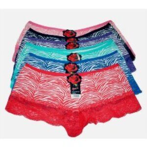 Women's Wholesale Lot of 6 Lace Trim Boy shorts Assorted Colors Size Large